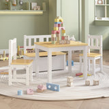 vidaXL 3-Piece Kids Table and Chair Set MDF White and Grey