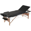 Inklapbare massagetafel 3 zones met houten frame (blauw)