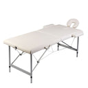 vidaXL 2-Zone Foldable Massage Table Aluminium Frame Cream White