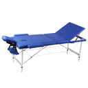 Inklapbare massagetafel 3 zones met aluminium frame (creme)
