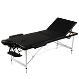 Inklapbare massagetafel 3 zones met aluminium frame (creme)