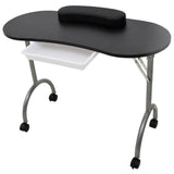 vidaXL Manicure Table Foldable with Wheels Black