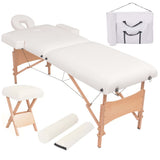 vidaXL Foldable Massage Table and Stool Set 2 Zones 10 cm Thick White