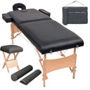 vidaXL Massagetafel- en krukset inklapbaar 2 zones 10 cm dik wit