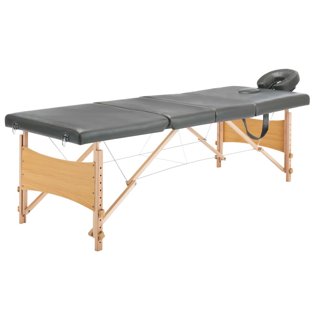 vidaXL Inklapbare massagetafel 4 zones met houten frame (blauw)