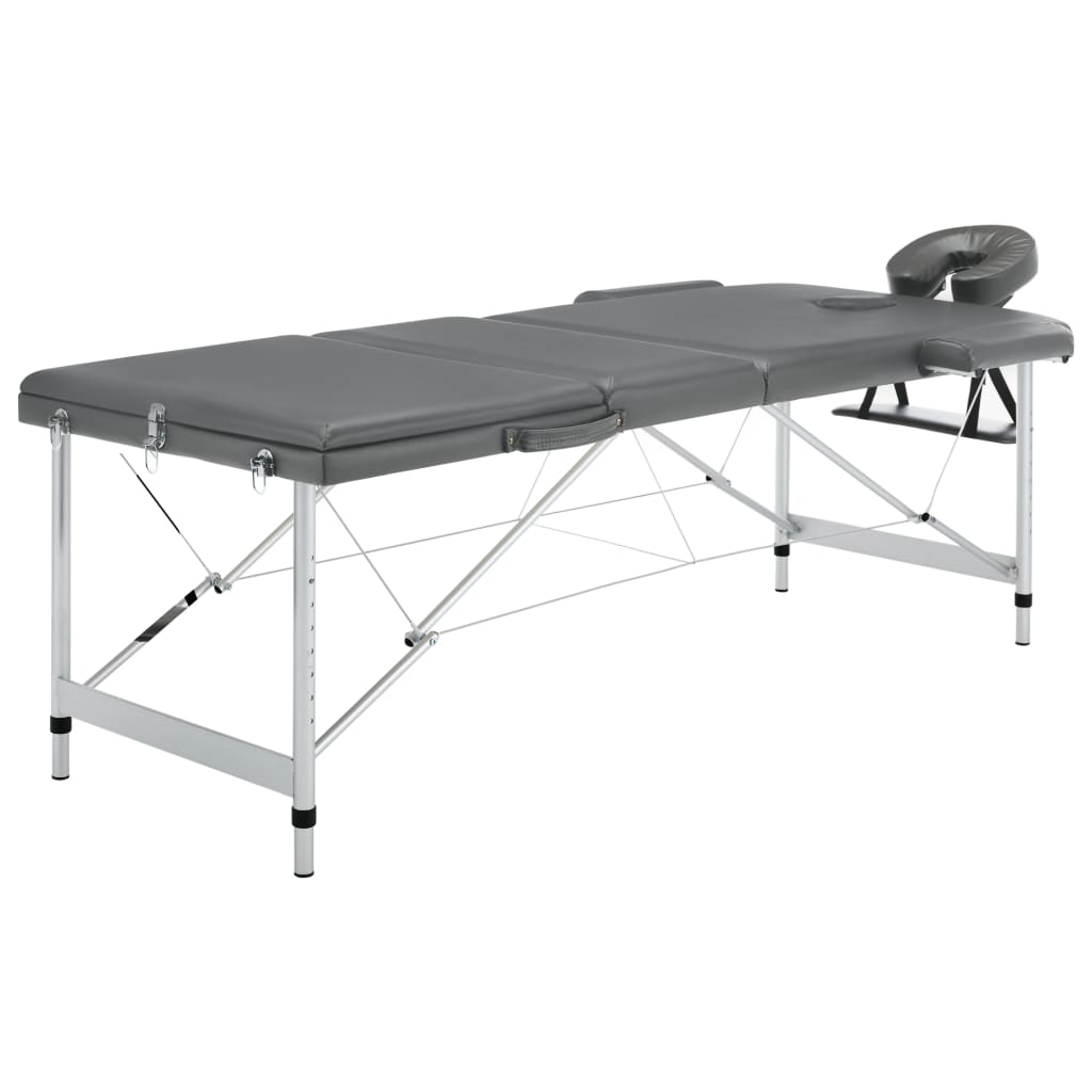 Inklapbare massagetafel 3 zones met aluminium frame (creme)