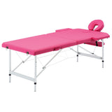 vidaXL Foldable Massage Table 2-Zone Aluminum Pink