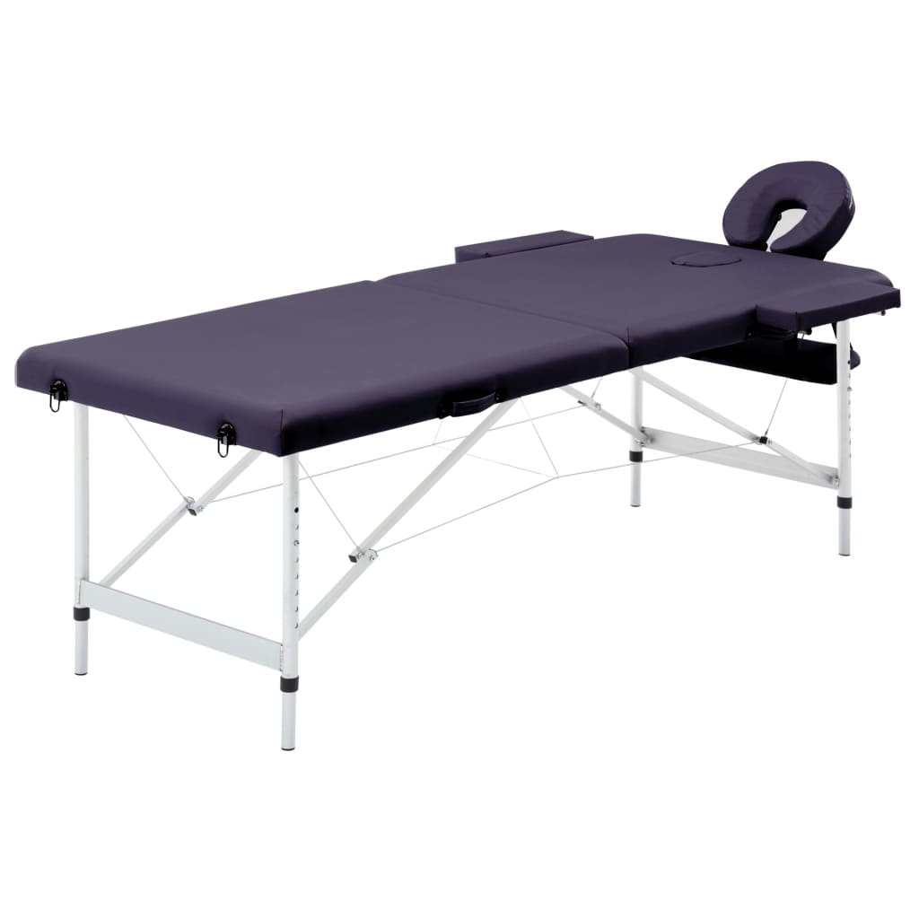 vidaXL Foldable Massage Table 2-Zone Aluminum Pink