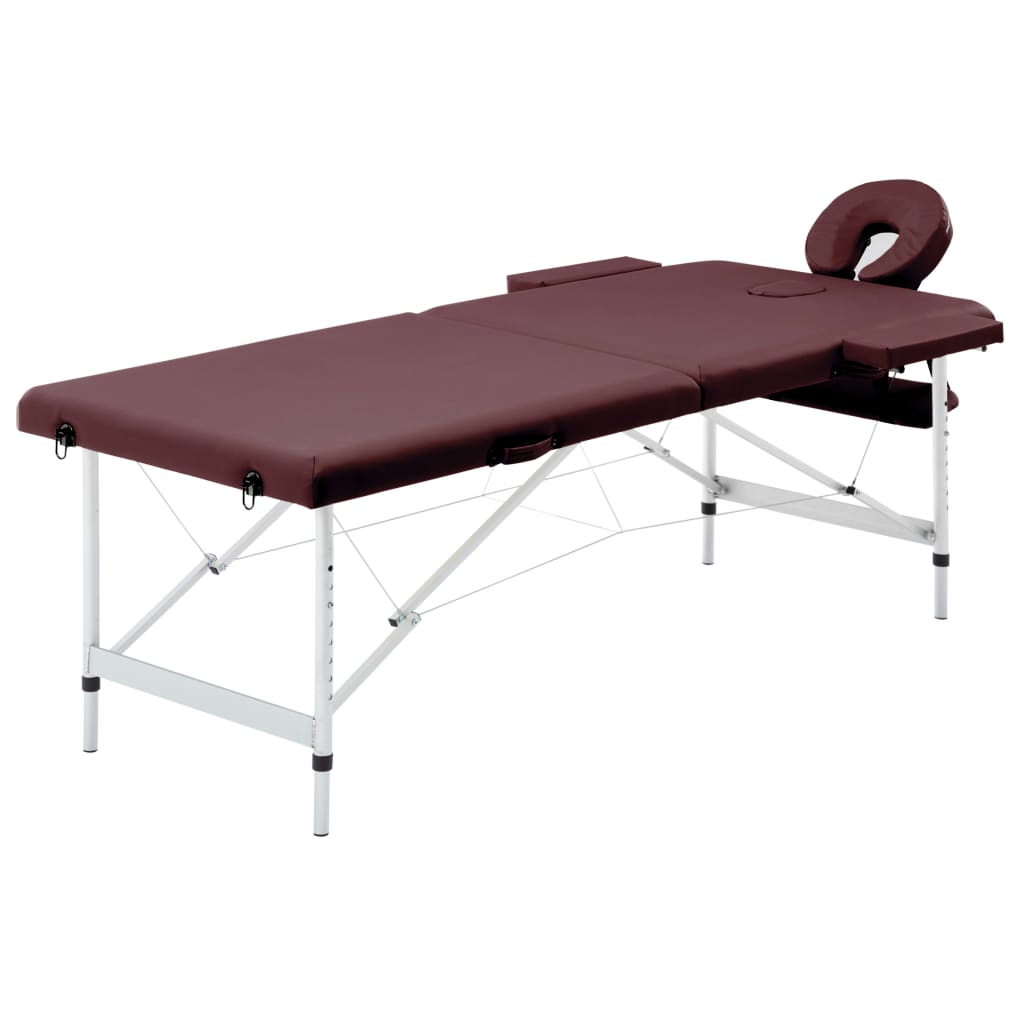 vidaXL Foldable Massage Table 2-Zone Aluminum Pink