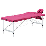 vidaXL Foldable Massage Table 3 Zones Aluminum Pink