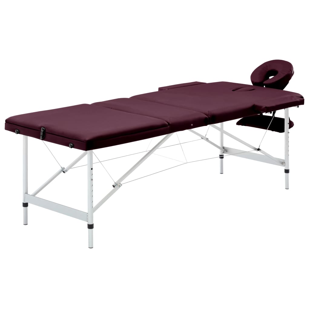 vidaXL Foldable Massage Table 3 Zones Aluminum Pink