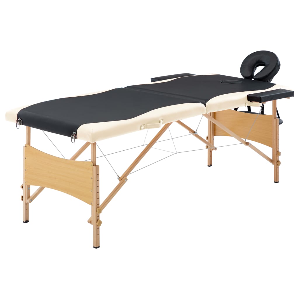 vidaXL Foldable 2-Zone Wooden Massage Table Pink