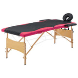 vidaXL Foldable 2-Zone Wooden Massage Table Pink