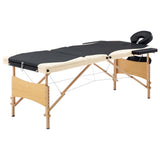 vidaXL Foldable 3-Zone Massage Table Wood Pink