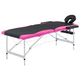 vidaXL Foldable Massage Table 2-Zone Aluminum Pink