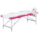 vidaXL Massagetafel inklapbaar 2 zones aluminum roze