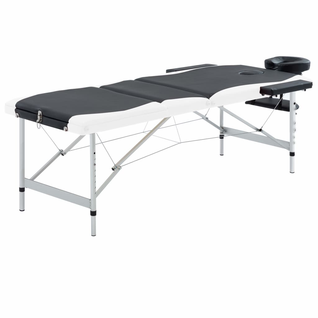 vidaXL Foldable Massage Table 3 Zones Aluminum Pink