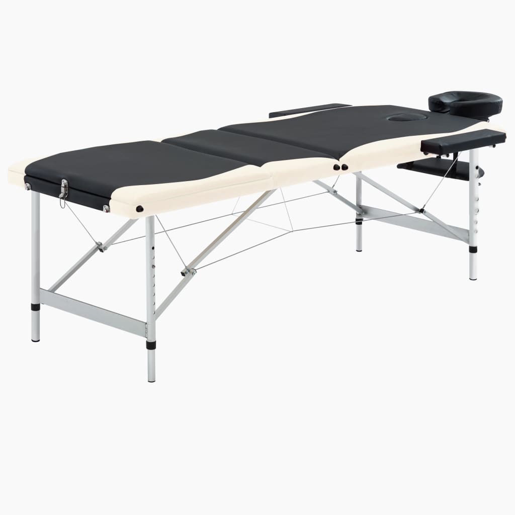 vidaXL Foldable Massage Table 3 Zones Aluminum Pink