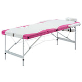 vidaXL Foldable Massage Table 3 Zones Aluminum Pink