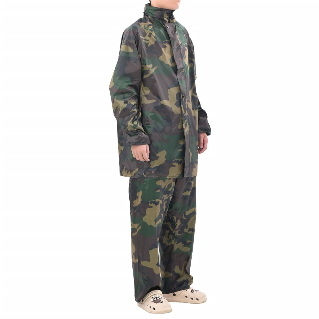 Rain suit 2-piece with hood (men / navy blue / size L)