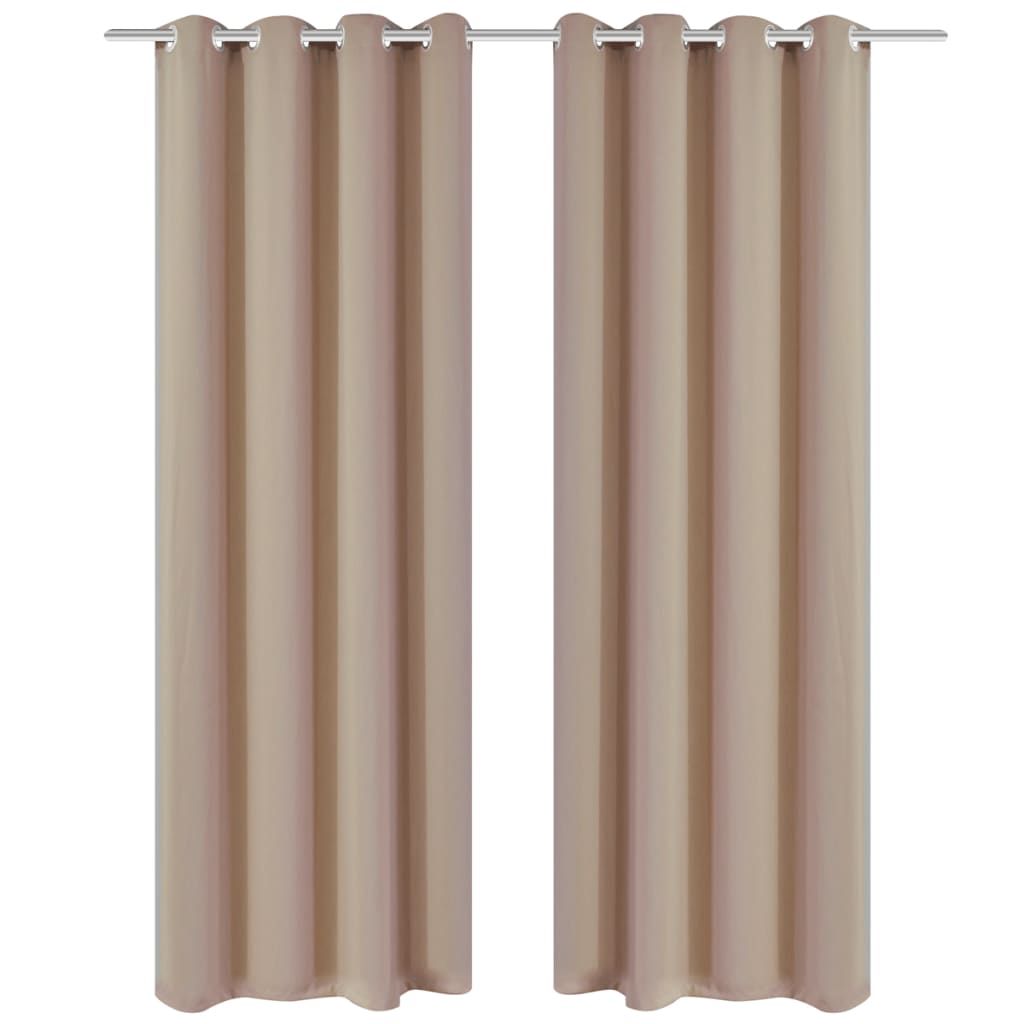 vidaXL Gordijnen met metalen ringen verduisterend 135x175 crème 2 st