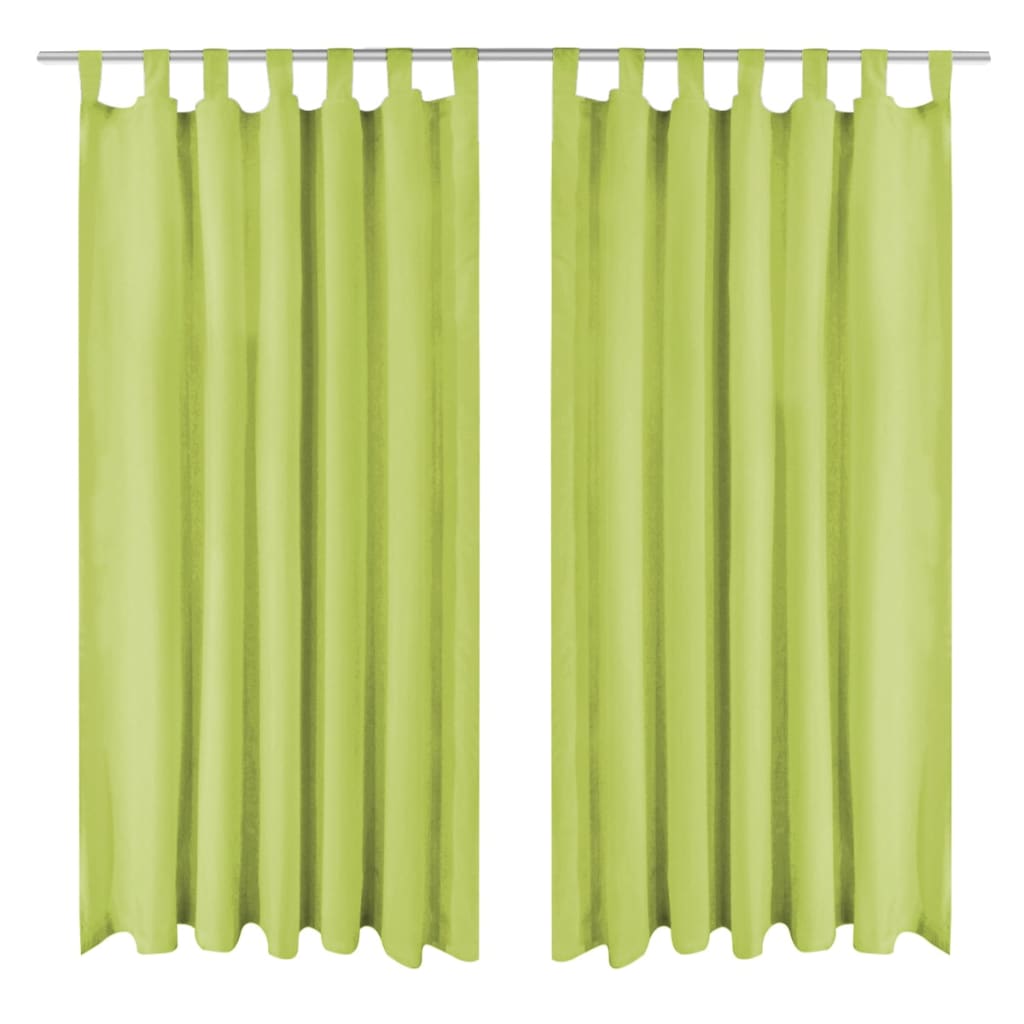 vidaXL Micro-satijnen gordijnen met lussen 140x175 cm groen 2 st
