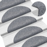 vidaXL Self-Adhesive Stair Mats 15 pcs 56x17x3 cm Light Brown Half Round