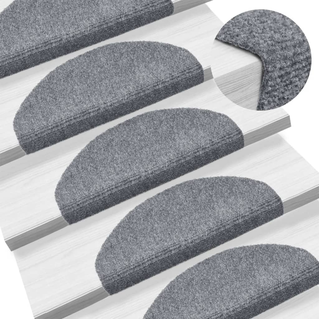 vidaXL Self-Adhesive Stair Mats 15 pcs 56x17x3 cm Light Brown Half Round