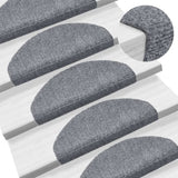 vidaXL Self-Adhesive Stair Mats 15 pcs 56x17x3 cm Light Brown Half Round