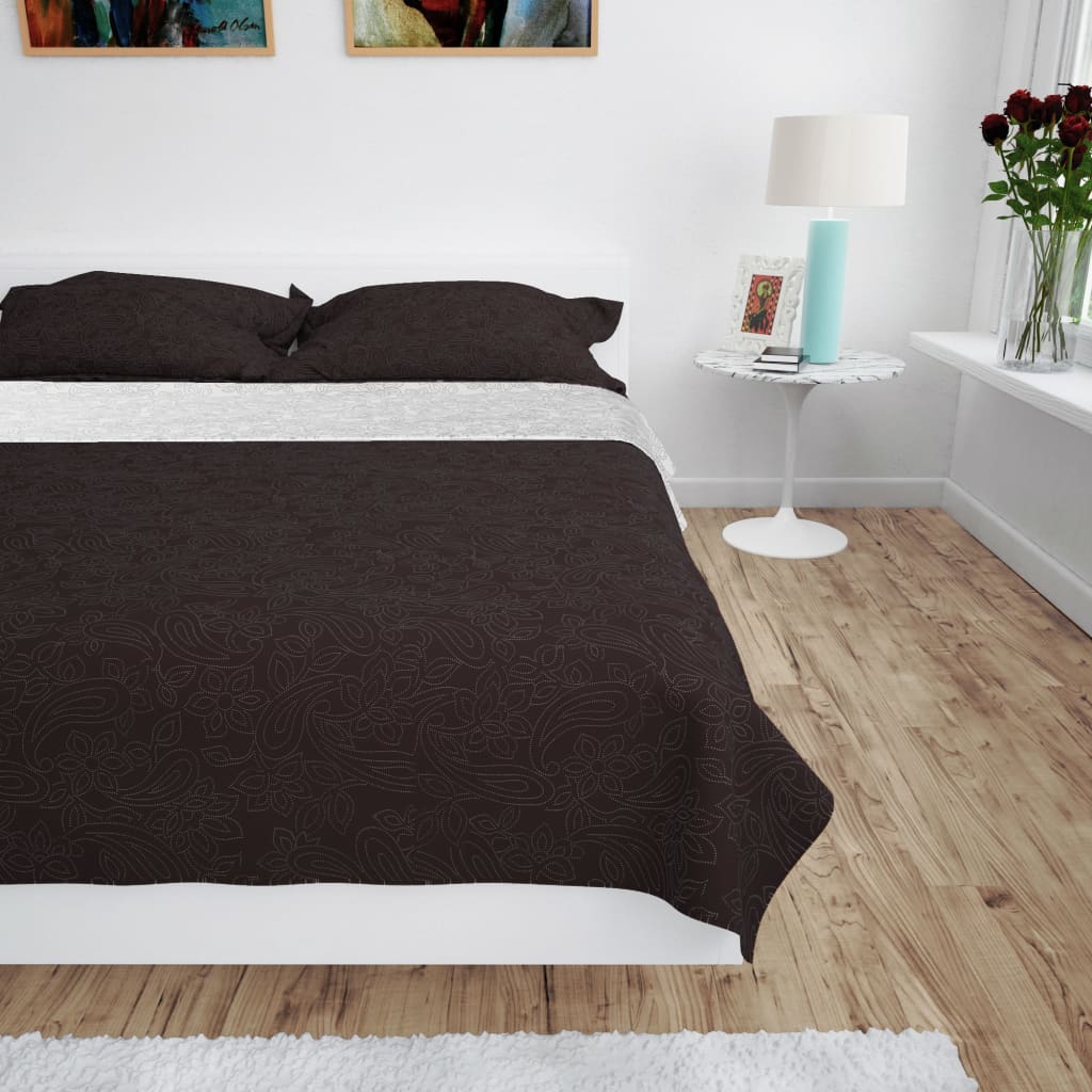 vidaXL Reversible Quilted Bedspread 170x210 cm Cream and Brown