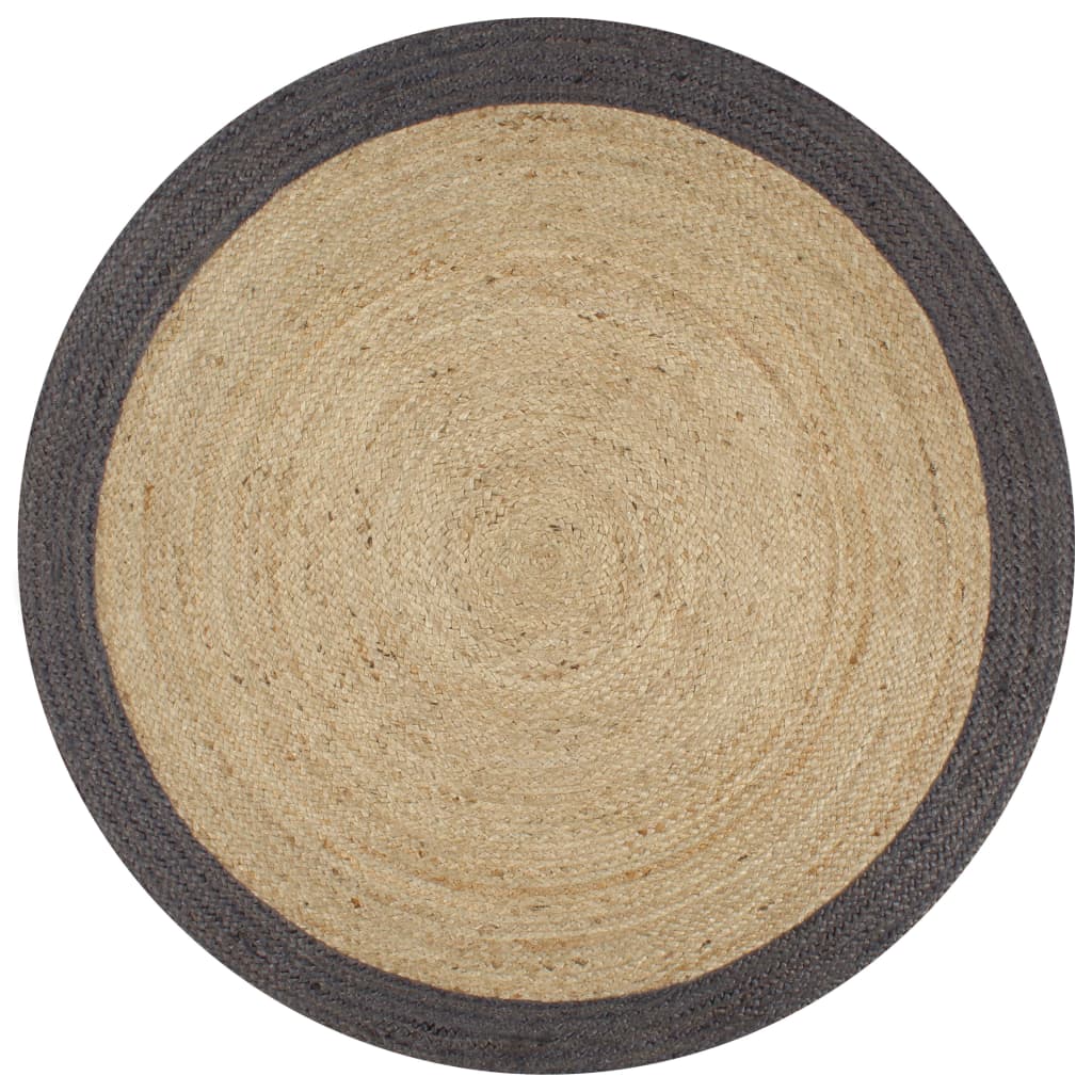 vidaXL Hand-Braided Rug with Grey Border 90 cm Jute