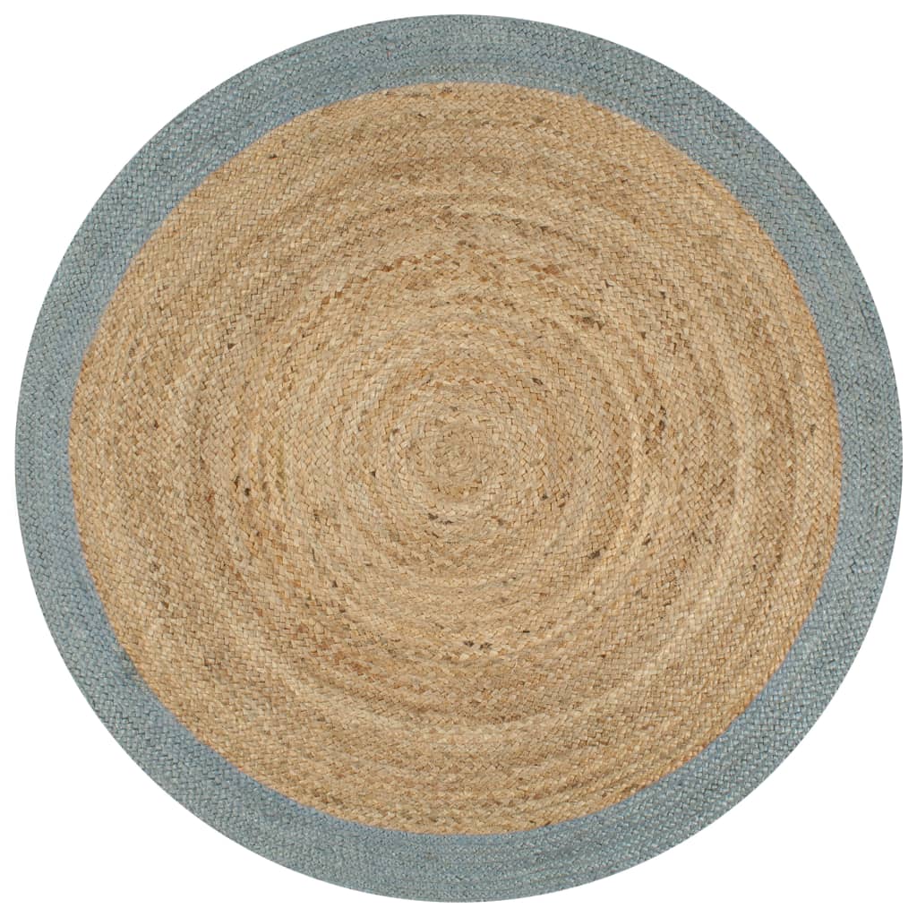 vidaXL Hand-Braided Rug with Grey Border 90 cm Jute