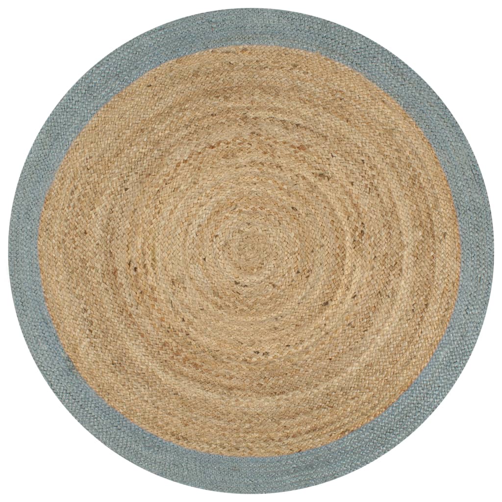 vidaXL Hand-Braided Rug with Grey Border 90 cm Jute