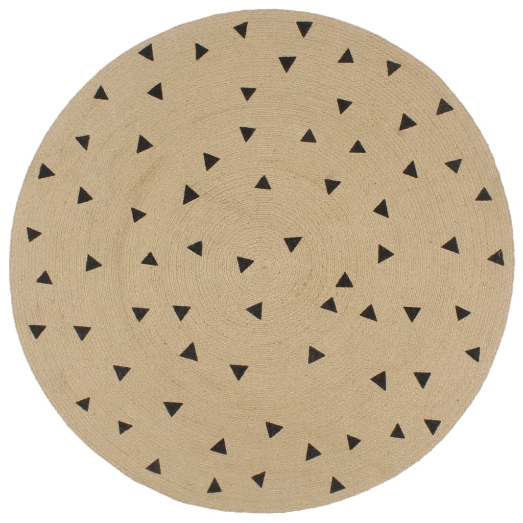 vidaXL Hand-Braided Polka Dot Jute Rug 90 cm