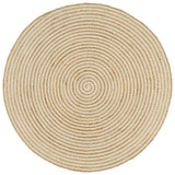 vidaXL Hand-Braided Rug with Spiral Design 90 cm Jute White