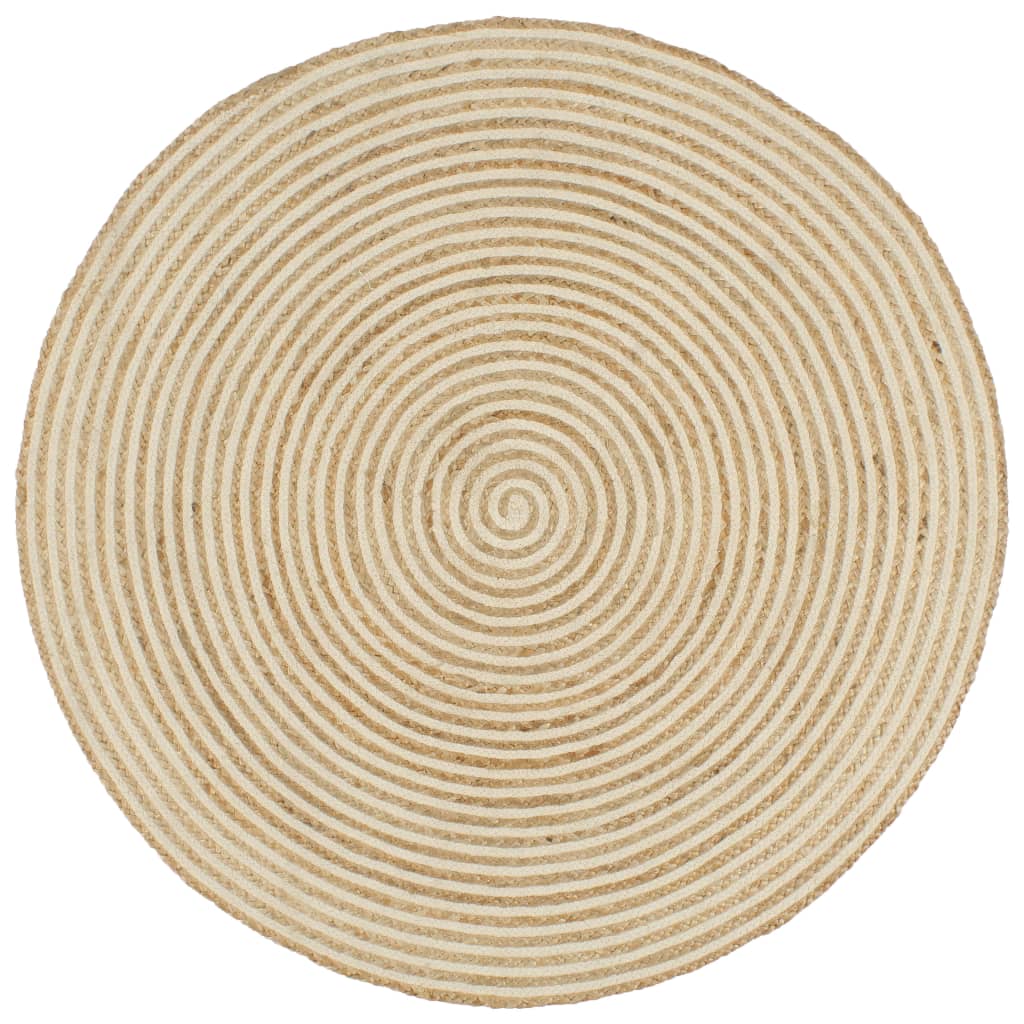 vidaXL Hand-Braided Rug with Spiral Design 90 cm Jute White