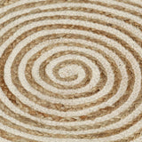 vidaXL Hand-Braided Rug with Spiral Design 90 cm Jute White