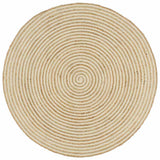 vidaXL Hand-Braided Rug with Spiral Design 90 cm Jute White