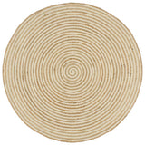 vidaXL Hand-Braided Rug with Spiral Design 90 cm Jute White