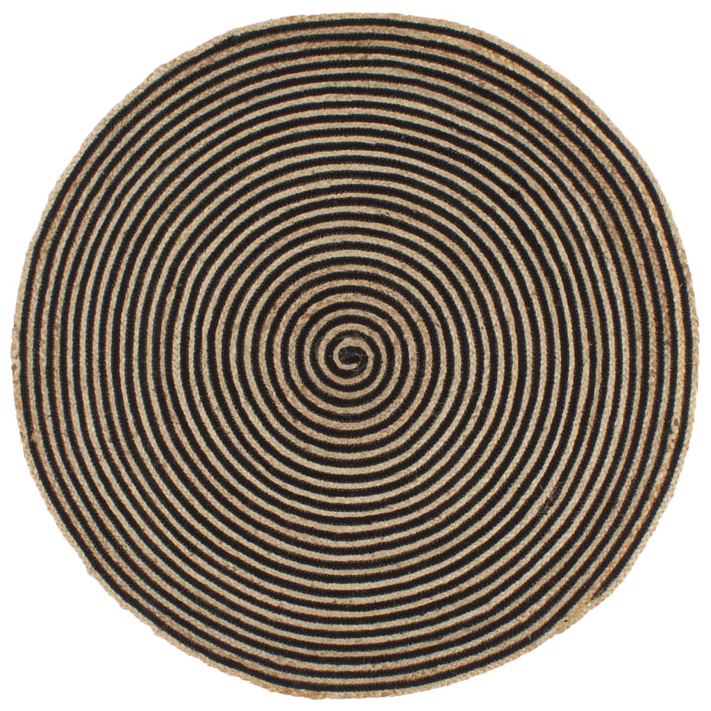 vidaXL Hand-Braided Rug with Spiral Design 90 cm Jute White