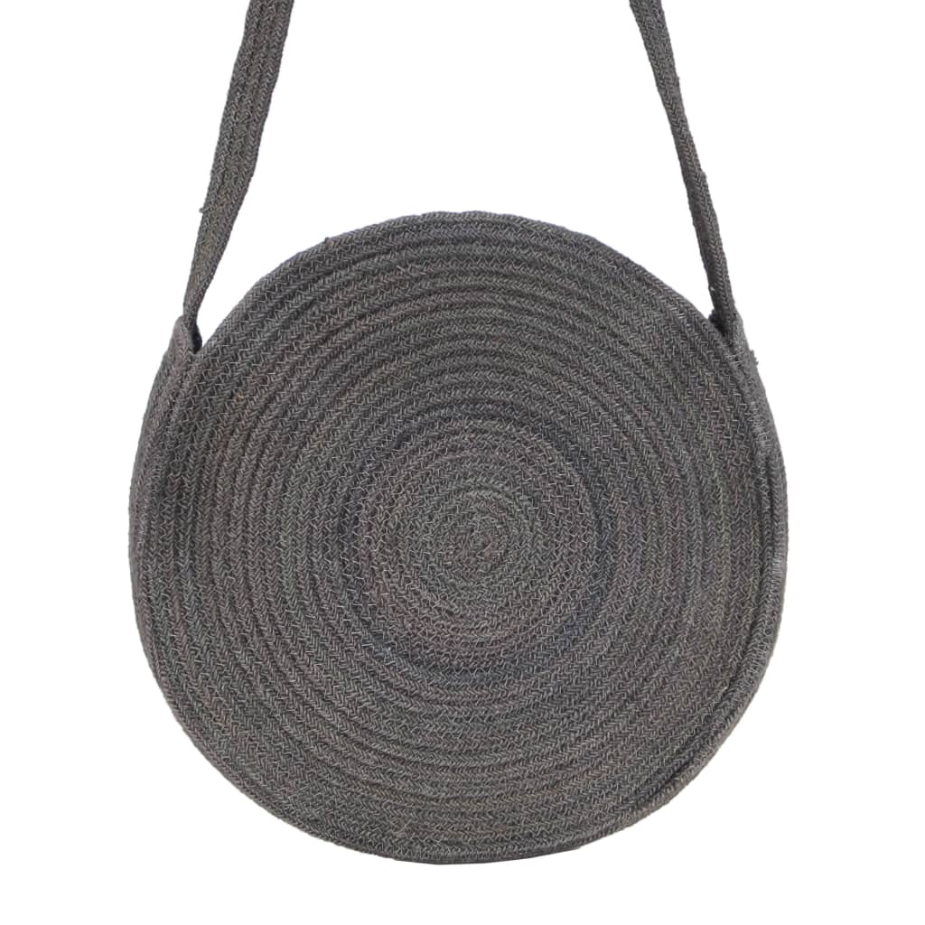 vidaXL Round Handmade Jute Shoulder Bag Dark Grey