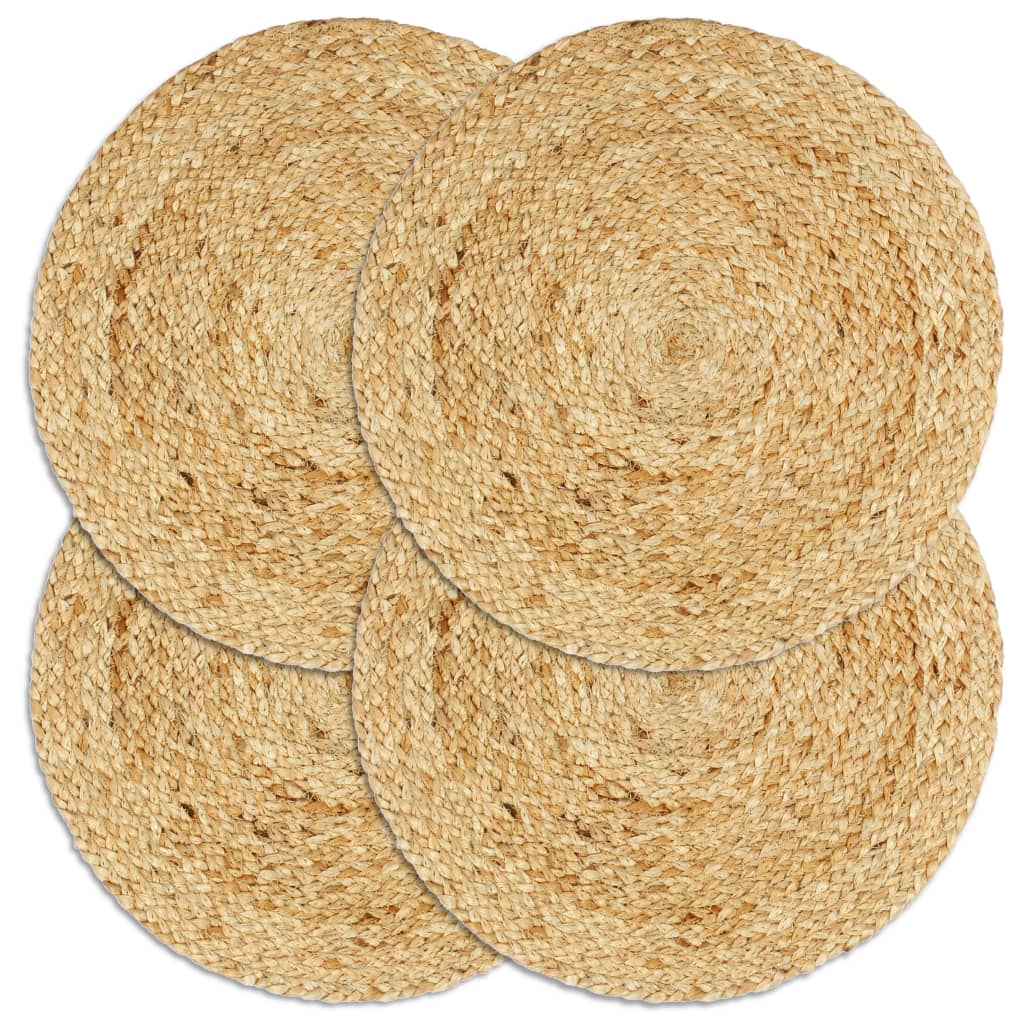 vidaXL Placemats 4 pcs round 38 cm jute natural