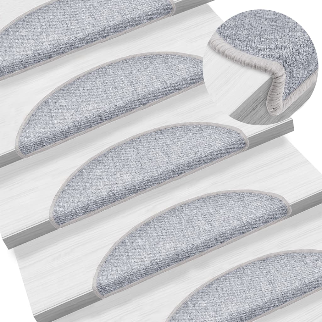 vidaXL Stair Mats 15 pcs 56x17x3 cm Anthracite Half Round