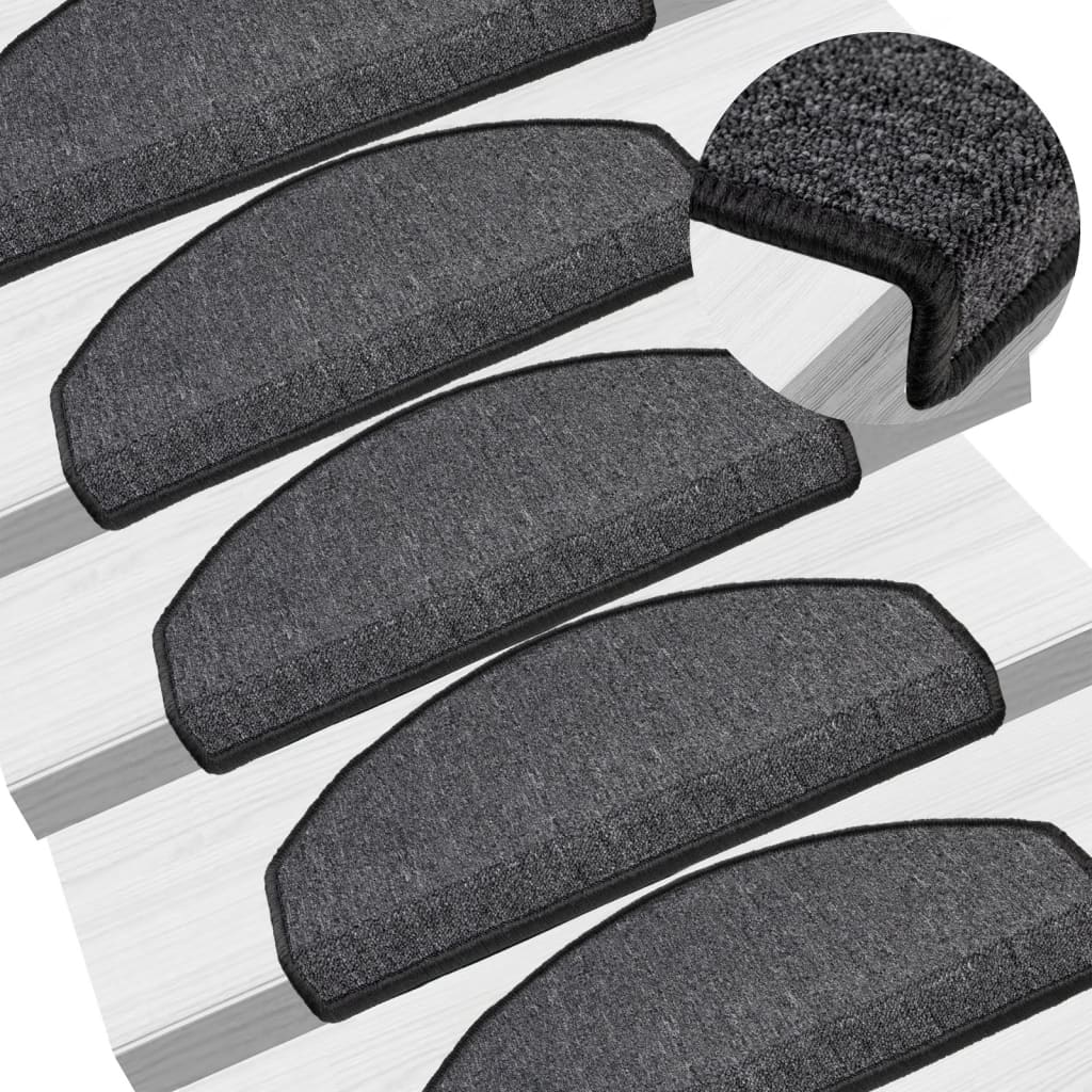 vidaXL Stair Mats 15 pcs 56x17x3 cm Anthracite Half Round