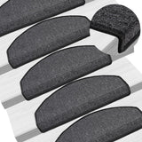vidaXL Stair Mats 15 pcs 56x17x3 cm Anthracite Half Round