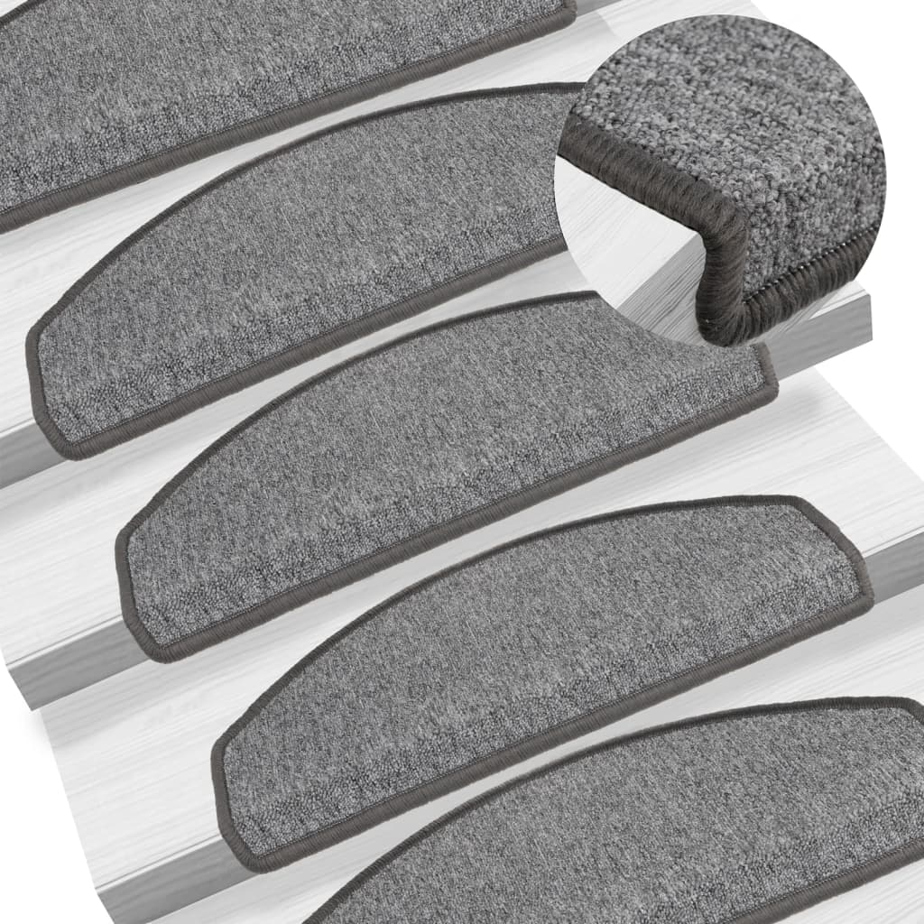 vidaXL Stair Mats 15 pcs 56x17x3 cm Anthracite Half Round