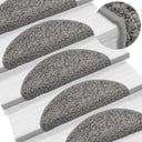 vidaXL Stair Mats 15 pcs 56x17x3 cm Grey Semi-circular
