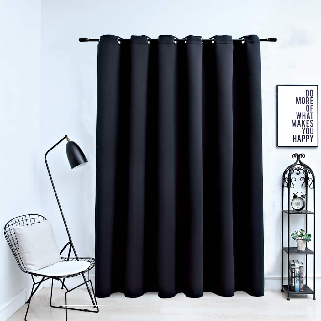 vidaXL Blackout Curtain with Metal Rings 290x245 cm Black