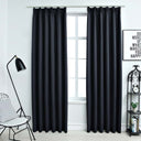 vidaXL Gordijnen verduisterend avec haken 2 st 140x175 cm noir