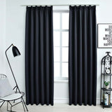 vidaXL Black Blackout Curtains with Hooks 2 pcs 140x175 cm
